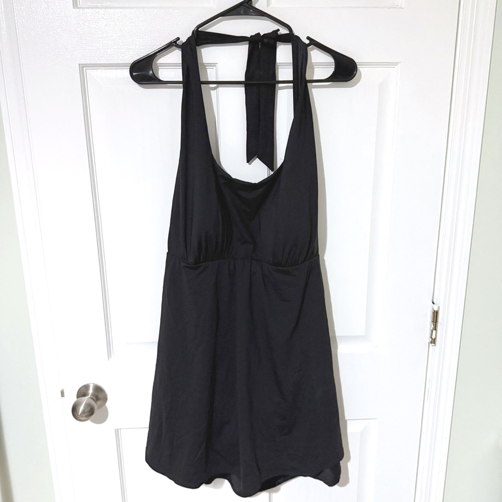 Lands End Black Halter Neck Swim Dress One Piece Plus Size 2X 20W-22W